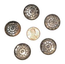 Vintage Metal Buttons Intricate Filigree Garland Metal Filigree Set of Five picture