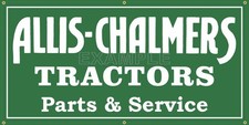 ALLIS CHALMERS TRACTORS DEALER PARTS SERVICE OLD SCHOOL SIGN REMAKE BANNER picture