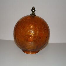 Vintage Amber Crackle Glass Swag Light Lamp Globe Shade 2 Available picture