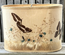 Vintage Van Briggle Lamp Shade Oval Butterfly Flower Feather picture