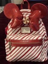Disney Parks x Loungefly Minnie Mouse Mini Backpack Red & White Candy Cane picture
