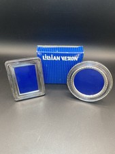 2 Vintage Lillian Vernon Silverplated Mini Photo Frames Some Tarnish picture