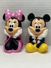 Disney Mickey Minnie Mouse Toy Figurine Plastic 4”Pink Dress Red Pants Sitting picture