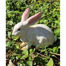 Vintage Lefton White Easter Bunny Rabbit Figurine w/Pink Eyes #H880 Japan picture