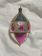 Vintage Mercury Glass Christmas Ornament Tear Drop Dancing Santa Poland RARE picture