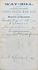1867 HW Corbett California Oregon Stagecoach US Mail Waybill Senator Rhodhamel picture