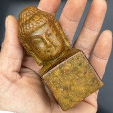 Ancient Xiuyan Jade Pendant Guanyin Seal Carving Antique Style Ornament picture