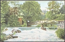 1909 Newton Lower Falls Massachusetts Bridge Waterfall Robbins Bros Postcard picture