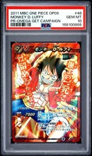 2011 MIRACLE BATTLE ONE PIECE OP09 PROMOS #46 MONKEY D. LUFFY PSA 10 OMEGA PROMO picture
