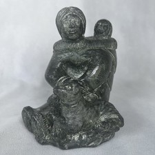The Wolf Sculptures A Wolf Original-Eskimo Inuit Mother Child Dog 5.5