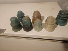 Vintage HEMINGRAY 42 Glass Power Line Threaded Insulator Aqua Blue Made in USA picture