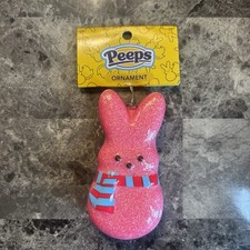 Peeps Bunny Wearing Winter Scarf Glittery Ornament - New picture