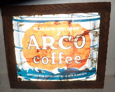 Large Antique Metal Coffee Sign Arco Coffee Andresen Ryan Duluth Mn 26