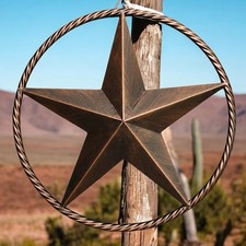 Barn Star with Rope Ring, Rustic Bronze Copper Metal Wall Decor, 24