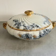 Bishop Powell & Stonier Melissa Blue Floral Round Covered Serving Bowl c.1878-91 picture