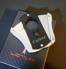 Lotus Deception Serrated Cigar Cutter | Black & Chrome | Custom Engraved | New picture