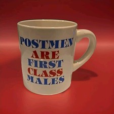 POSTMEN ARE FIRST CLASS MALES Coffee Mug Japan Vintage USPS Post Office C1 picture