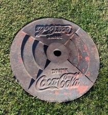 Vtg 1930s/40s Drink Coca Cola Coke Cast Iron Lollipop Sign Stand Display Base picture