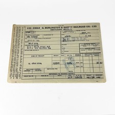 Vintage 1958 Chicago Burlington & Quincy Railroad Switching Waybill CBQ 170932 picture