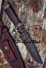 Custom Handmade Carbon Steel Stacked Leather Hunting Bowie Knife With Sheath picture
