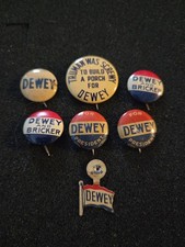 1944 Thomas E Dewey Presidential Campaign Pinback Political Button Set Of 7 picture