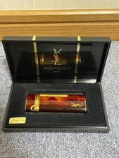 YVES SAINT LAURENT YSL Gas Lighter Tortoiseshell Brown /w box Ignition confirmed picture