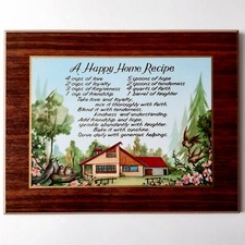 A Happy Home Recipe Plaque Vintage 70's Wall Hanging 9