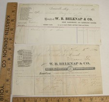 ANTIQUE 1876 BILLHEAD W B BELKNAP IRON HARDWARE CARRIAGE GOODS LOUISVILLE KY picture