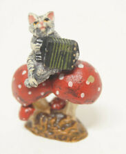  Fritz Bermann Austrian Vienna Bronze Cat Playing Accordion on Mushroom Figurine picture