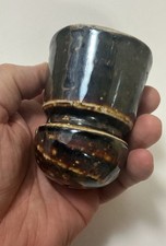 RARE SMALL PONY MOTTLED IRIDESCENT GLAZED INSULATOR CERAMIC ANTIQUE BEAUTIFUL picture