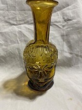 La Soufflerie Head Bud Vase yellow  Glass Vase Tete Paris 3”x 6” picture