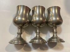 Pewter Mini Goblets Vintage Pewter Metalware Colonial Set of 3 picture