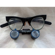 Keeler England Surgical Dental Loupes Magnifier Glasses Black Frames AS IS Parts picture