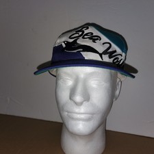 VINTAGE SEA WORLD ORCA WHALE SHAMU WAVE CAP HAT Colorblock SNAPBACK picture