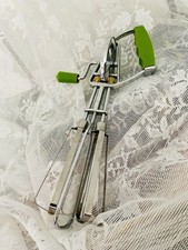 Vintage Grandma’s Metal Rotary Avocado Green Egg Beater Whisk Cottage Core picture