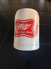 Vintage Old Miller High Life Logo Beer Mug 1980 Retro White Ceramic Stein Brazil picture