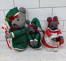 Set of Three Vintage Kitschy Handcrafted Fabric Christmas Mice picture