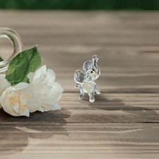 White Elephant Figurine, Mini Glass Murano Quality Lampworking Glass Figurine, picture