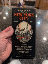 Vintage Mid-century Hagstrom's Map of New York City Subways Manhattan Routes  picture