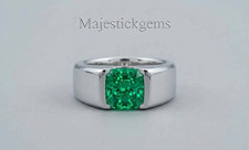 Lab Grown Green Diamond Ring 925 Sterling Silver VVS1 D Certified Men ring picture