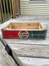 Vintage Pepsi Cola Wooden Crate Box Soda Pop Collectible Natural Wear picture