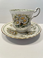 VINTAGE ROSINA QUEENS ENGLAND BONE CHINA TEACUP & SAUCER SPECIAL FLOWERS DAISY picture