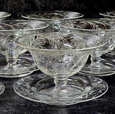 8 Thomas Webb Antique Cut Glass Rock Crystal Footed Dessert Bowls & Under Plates picture