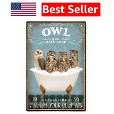 Unique 8x12 Vintage Metal Sign with Funny Owl - Perfect Gift for Animal Lovers picture