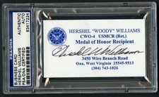 Hershel Williams d2022 signed autograph Business Card MOH WWII Marine Corps PSA picture