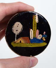 Vintage Mexican Tlaquepaque Glazed Hand Painted Lid for a Pitcher picture