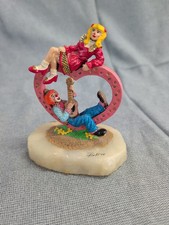 Vintage Ron Lee 1995 Pair Of Clowns On A Heart Figurine, Numbered picture