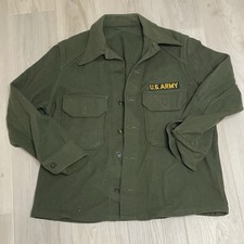 US Army OG-108 Field Shirt Mens Olive Green Long Sleeve Outdoor Small Korean War picture