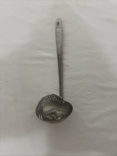 Vintage Stainless Steel Split Ladle Slotted Strainer Mid Century Kitchen Tool picture