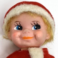 Vintage 1955 Knickerbocker Baby Santa Claus Doll Rubber Face Blonde Hair 6” picture